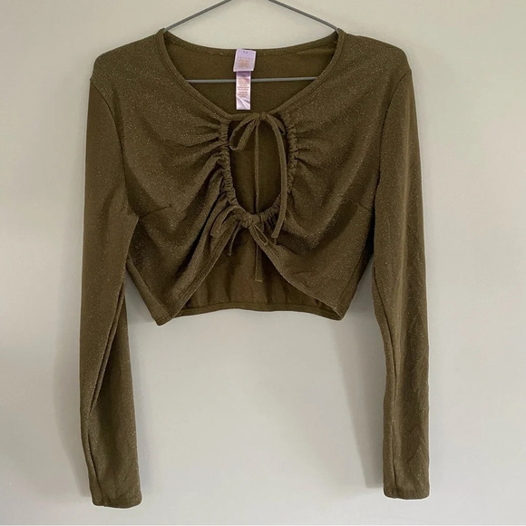 Savage X Fenty Sleep And Shine Long Sleeve Crop Tee In Green Size Large - Picture 1 of 7